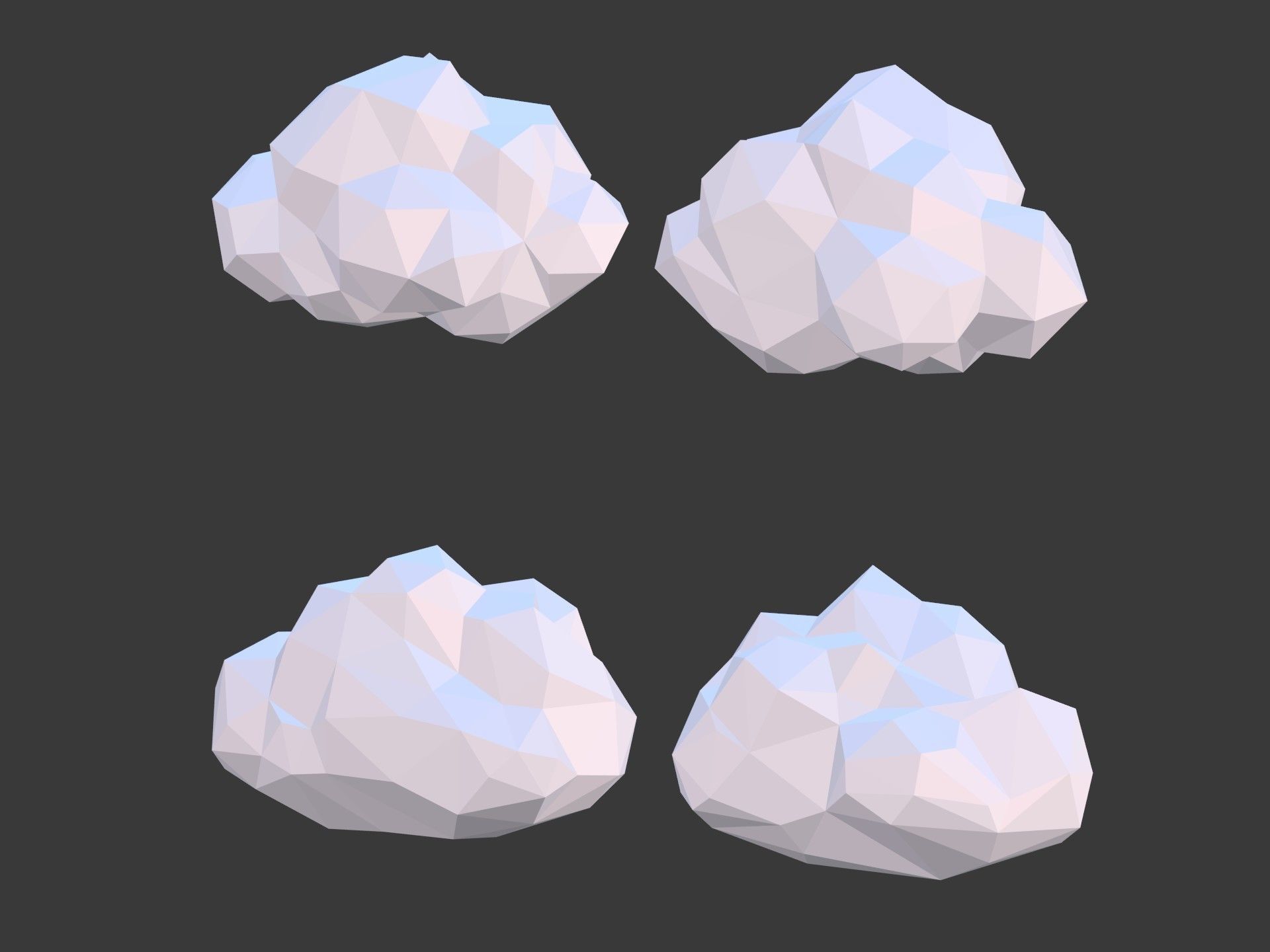 Polygonal Cartoon Clouds Low-poly 3D model_9