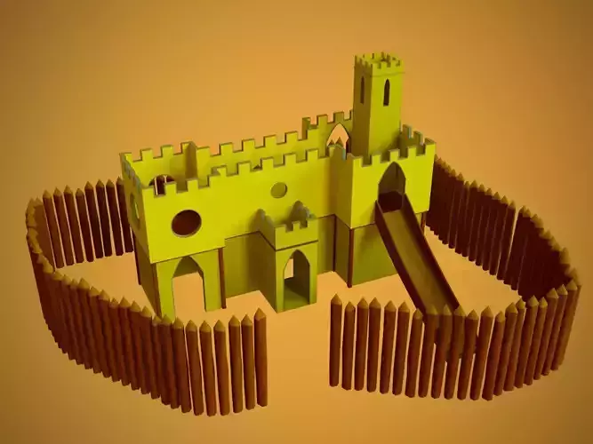 Child fortress with wooden fence