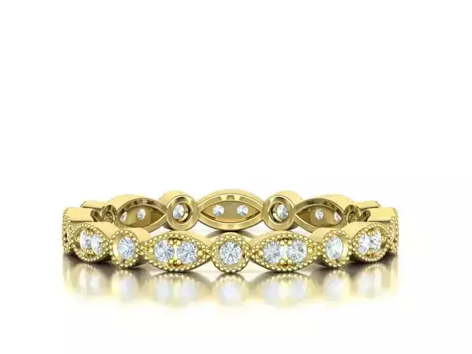 Diamond Vintage Milgrain Band Ring Eternity Band 8US 9US sizes 