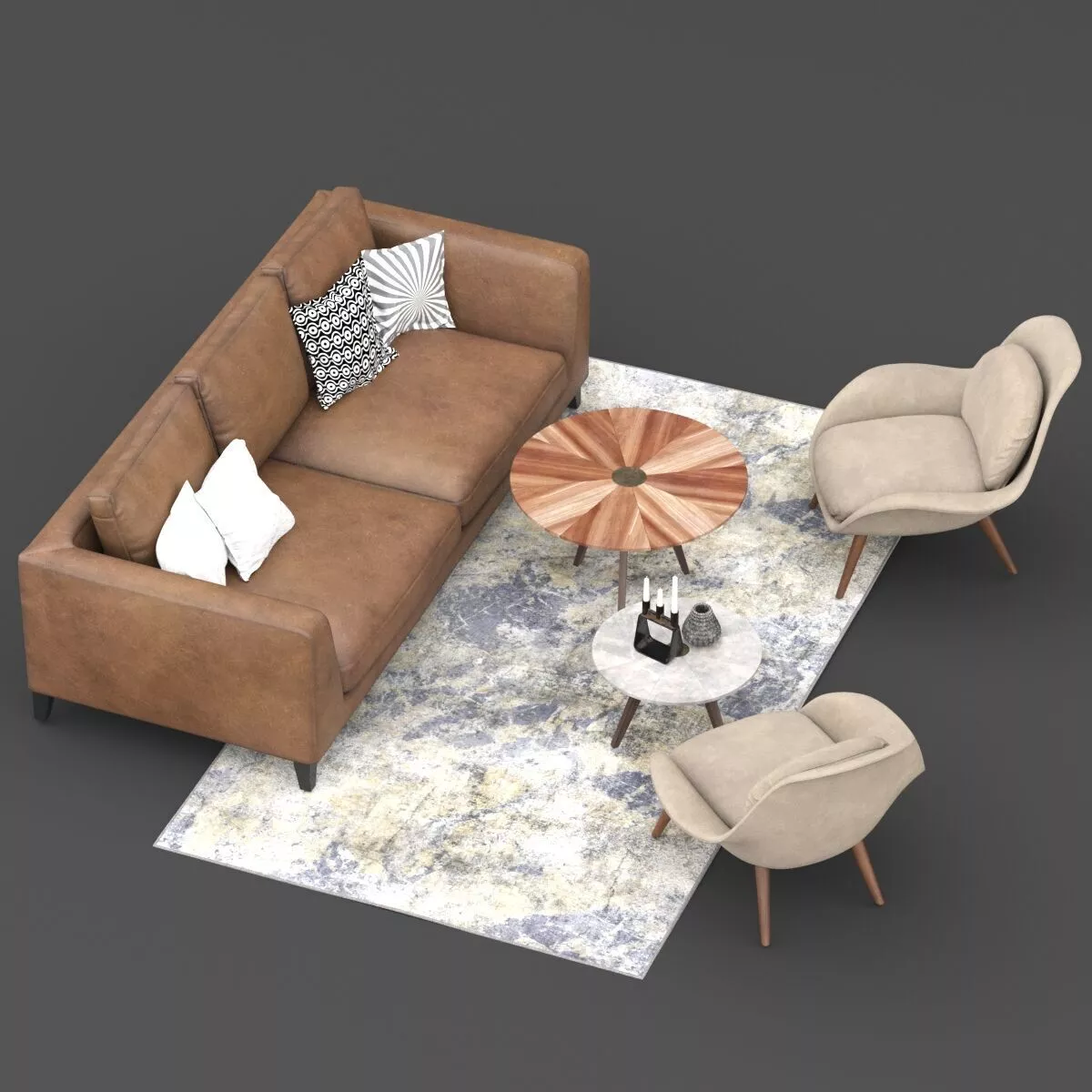 sofa set living room with furniture and coffee table 3D model