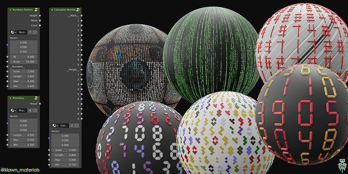 6in1 Procedural Numbers Shaders For Blender Texture