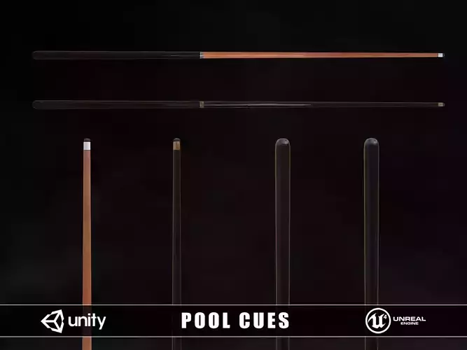 Pool Cues Low-poly 3D model