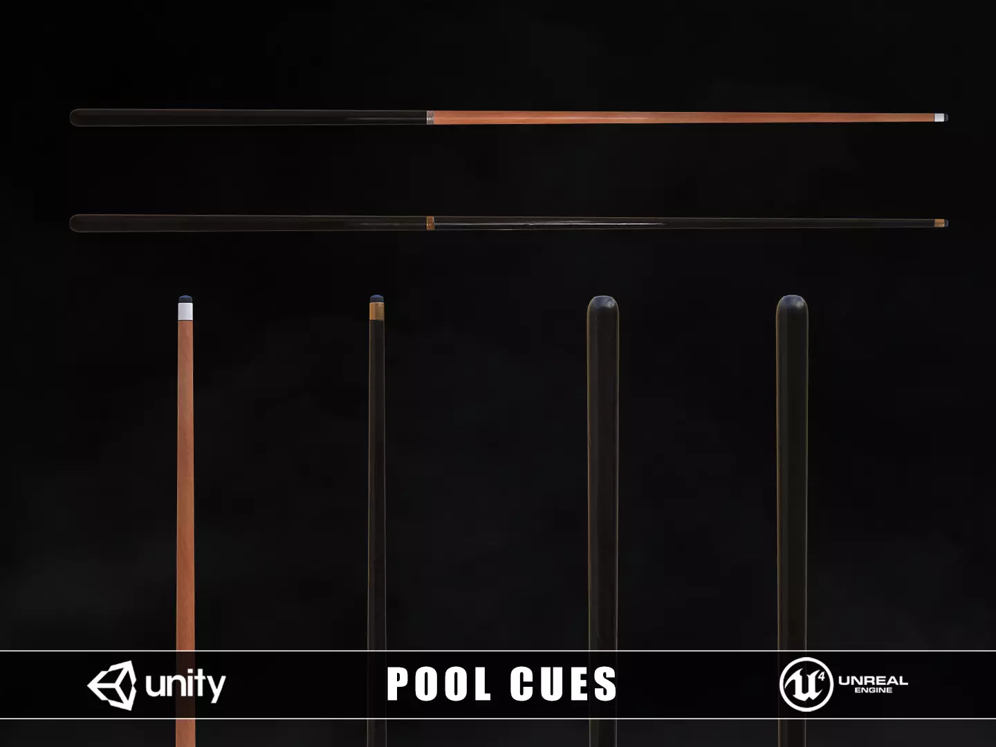 Pool Cues Low-poly 3D model_0