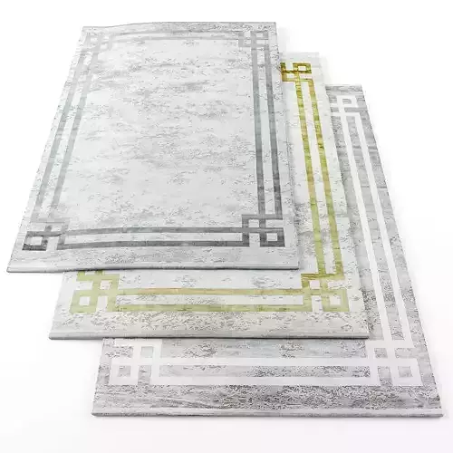 Rugs-1231 three rugs with gold and silver borders