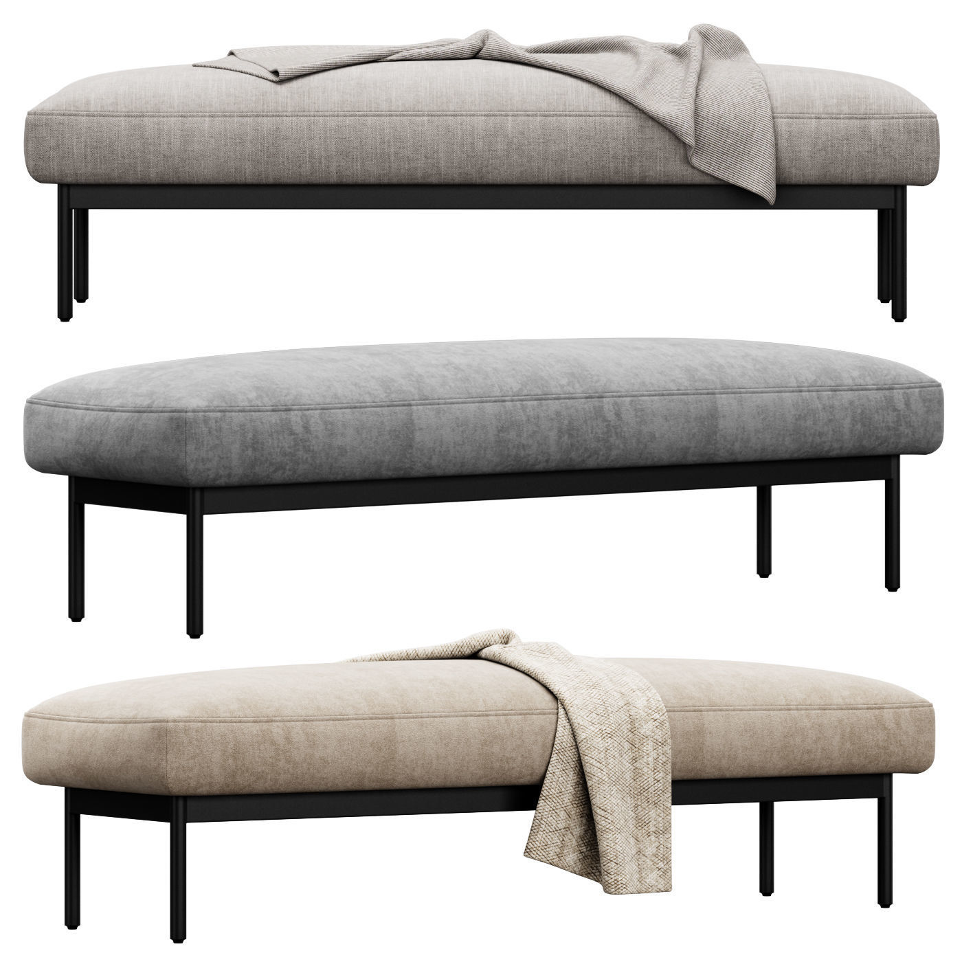 Puff Puff Large Bench by blu dot 3D model_1