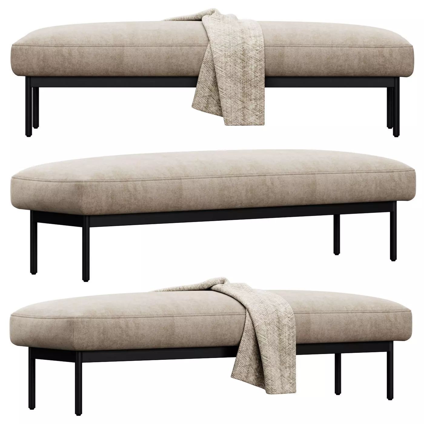 Puff Puff Large Bench by blu dot 3D model_0