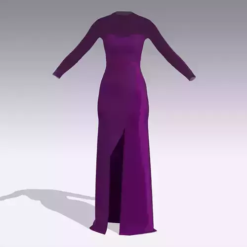 DRESS PURPLE LONG SLIT