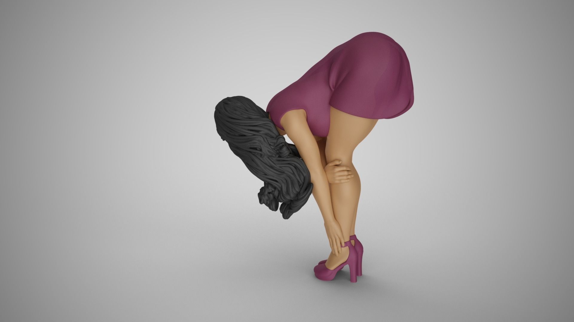 Girl Bend Over and Touch Legs 3D print model_7