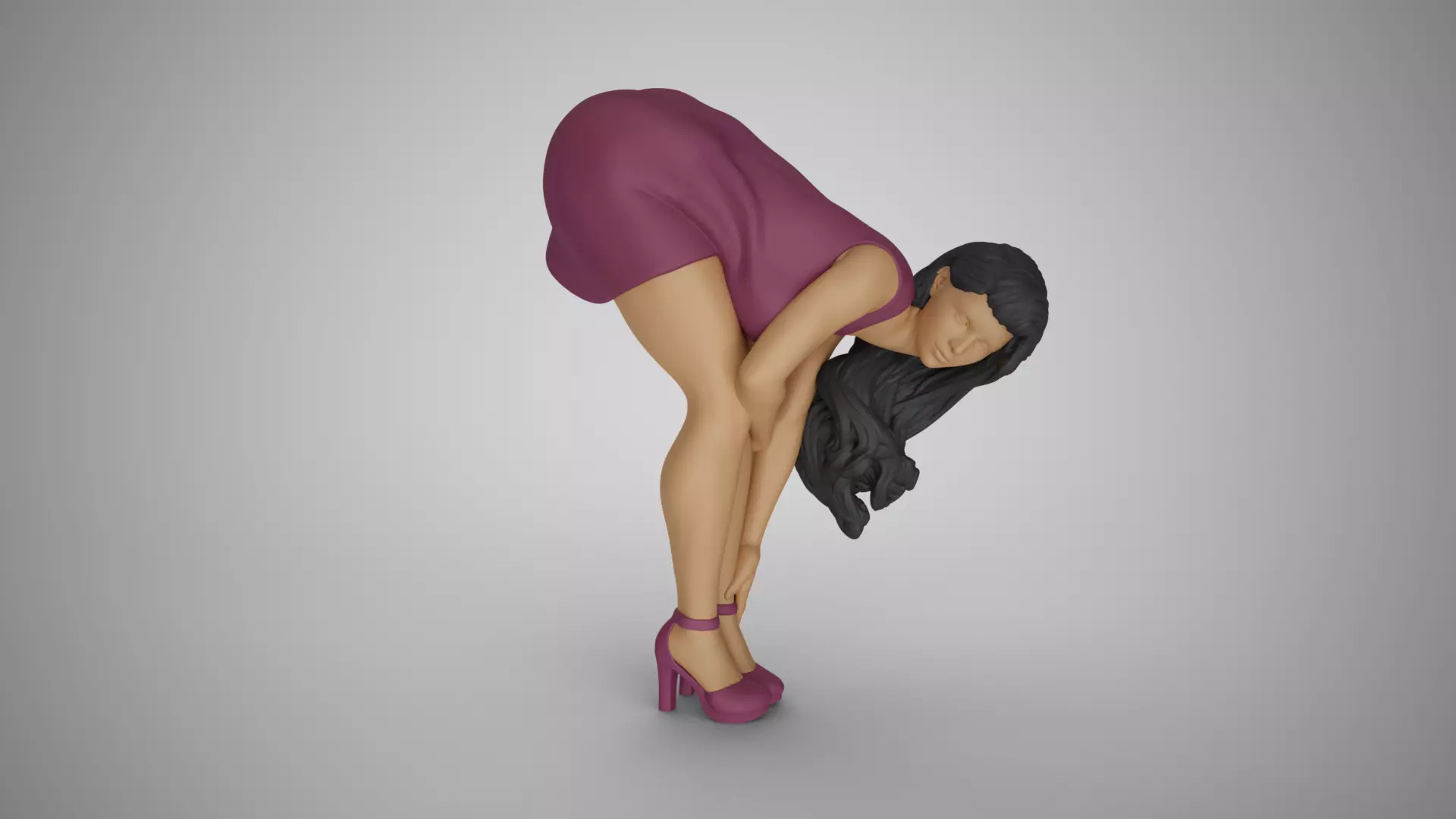 Girl Bend Over and Touch Legs 3D print model_0
