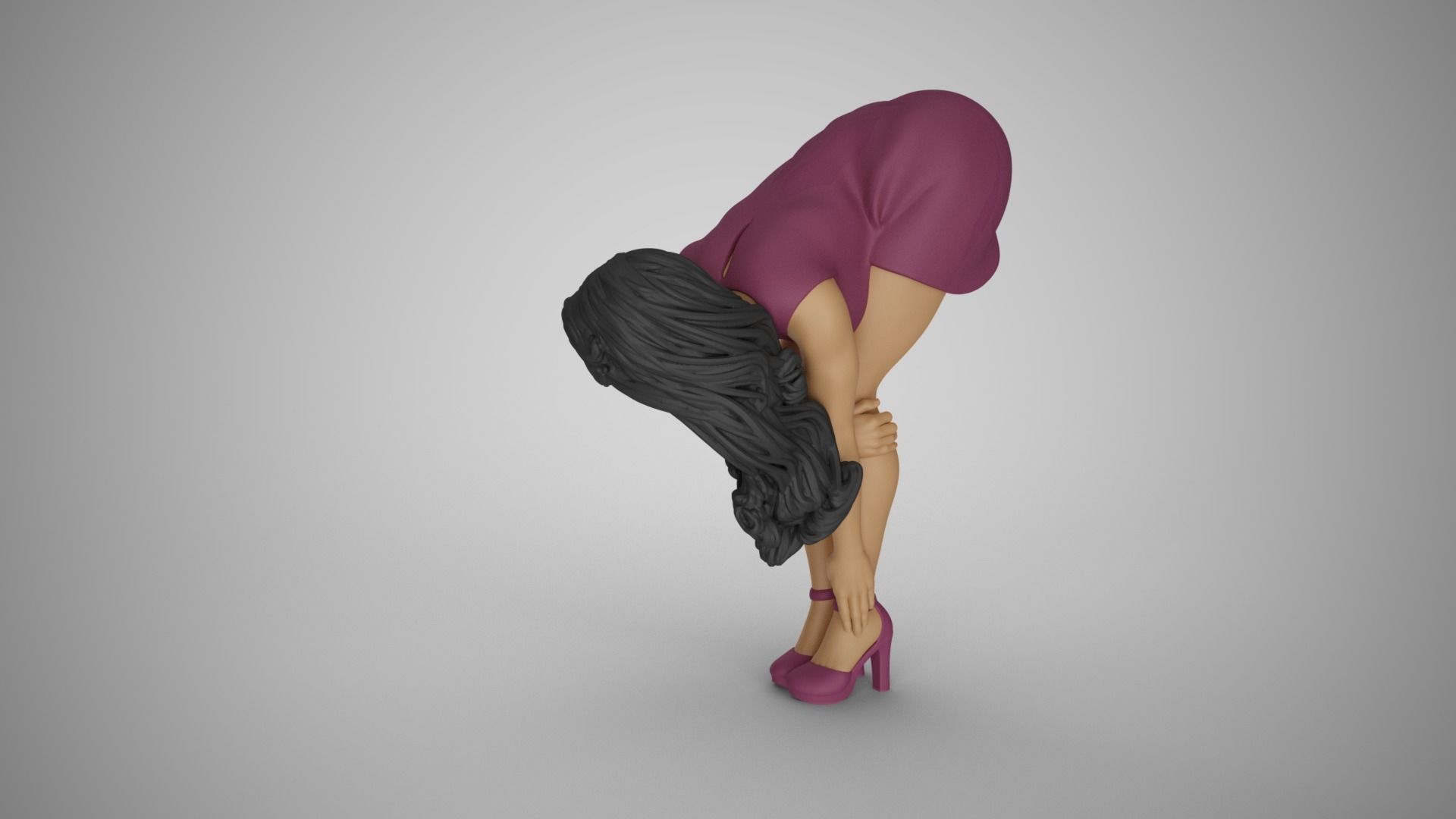 Girl Bend Over and Touch Legs 3D print model_6
