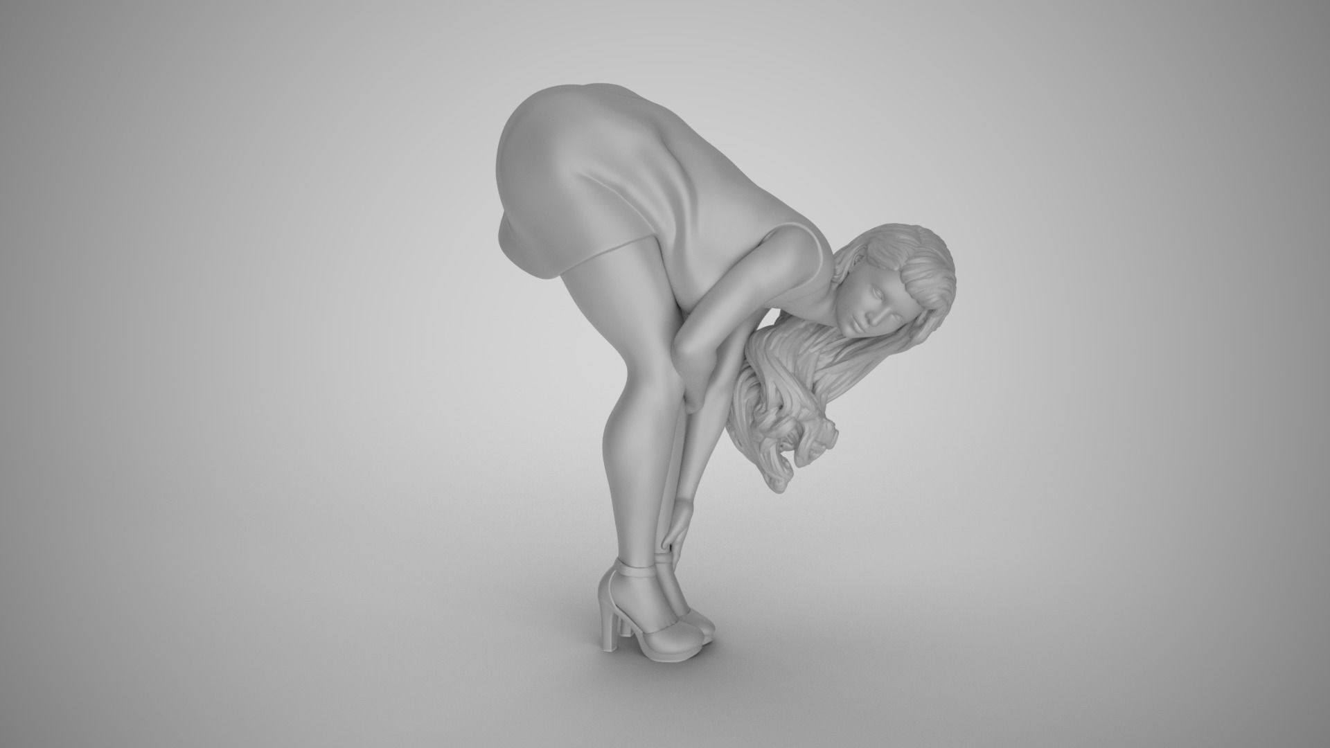 Girl Bend Over and Touch Legs 3D print model_2