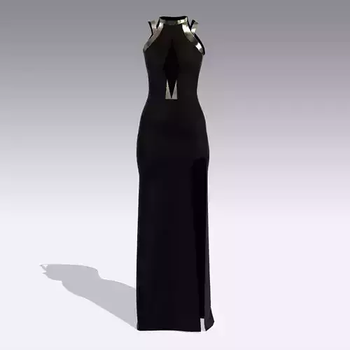 DRESS BLACK LONG METALIC STRAP LOOK