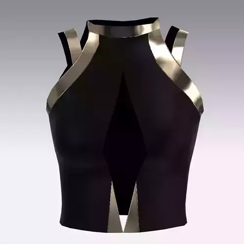 BLACK BLOUSE METALIC STRAP WOMAN