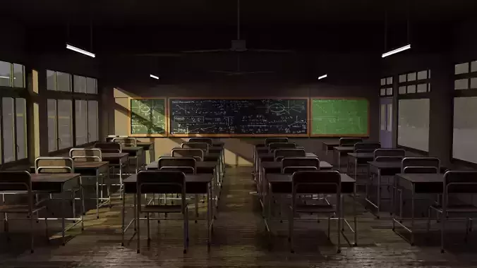 Classroom empty with chalkboard