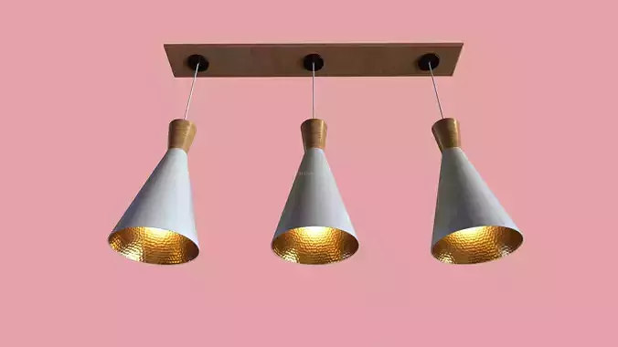 Cone Pendant Light Golden Interior 4K PBR Textures 