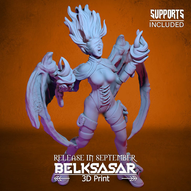 Imprisoned Demoness Nude 3D print model_14