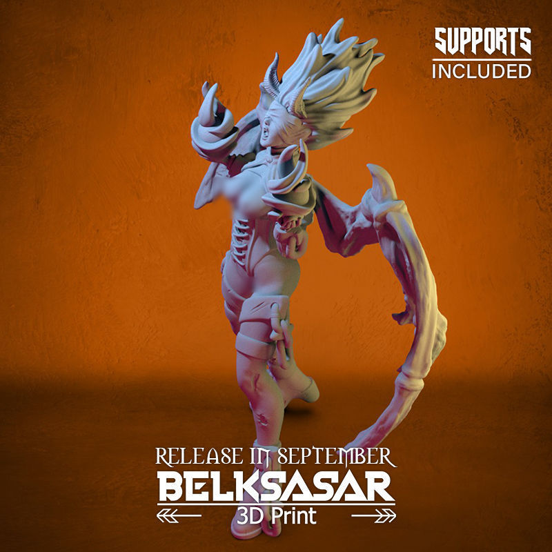 Imprisoned Demoness Nude 3D print model_15