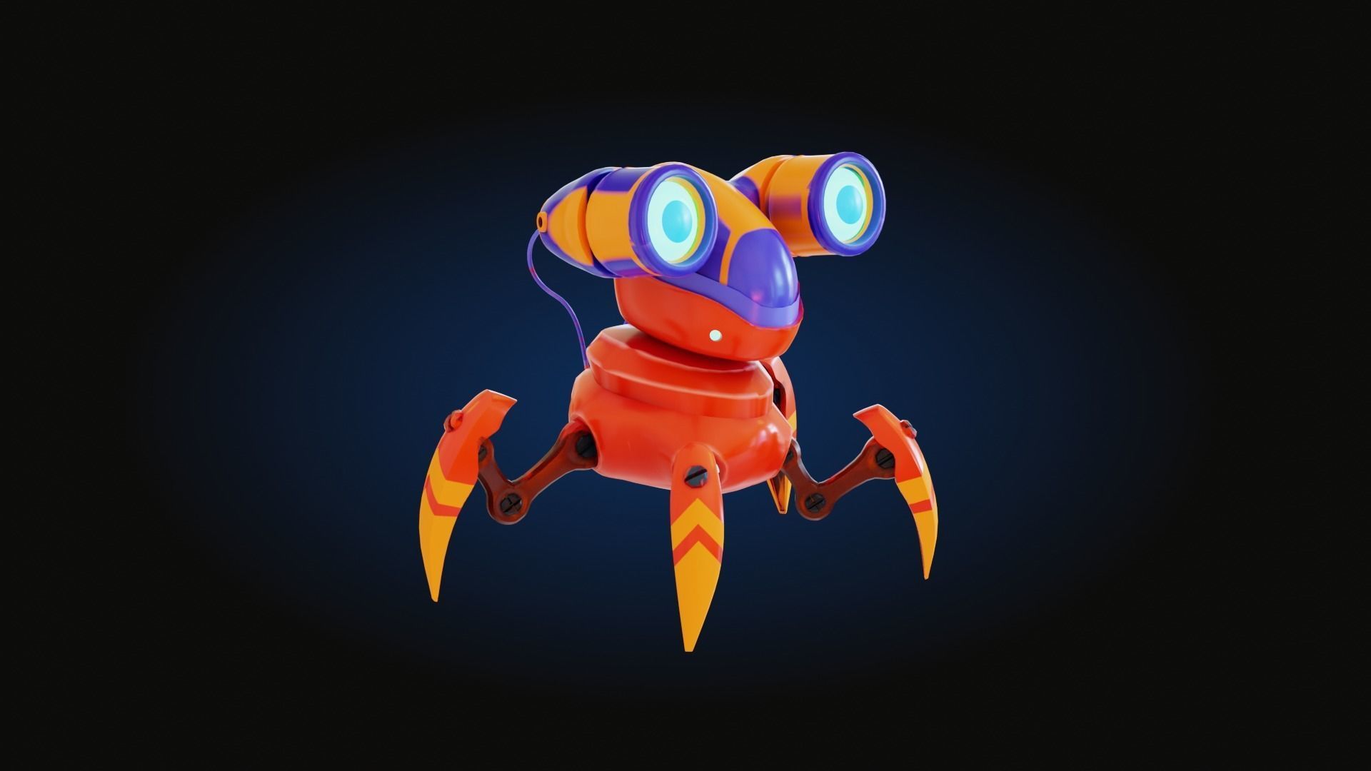 Spider Cartoon Robot Low-poly 3D model_3
