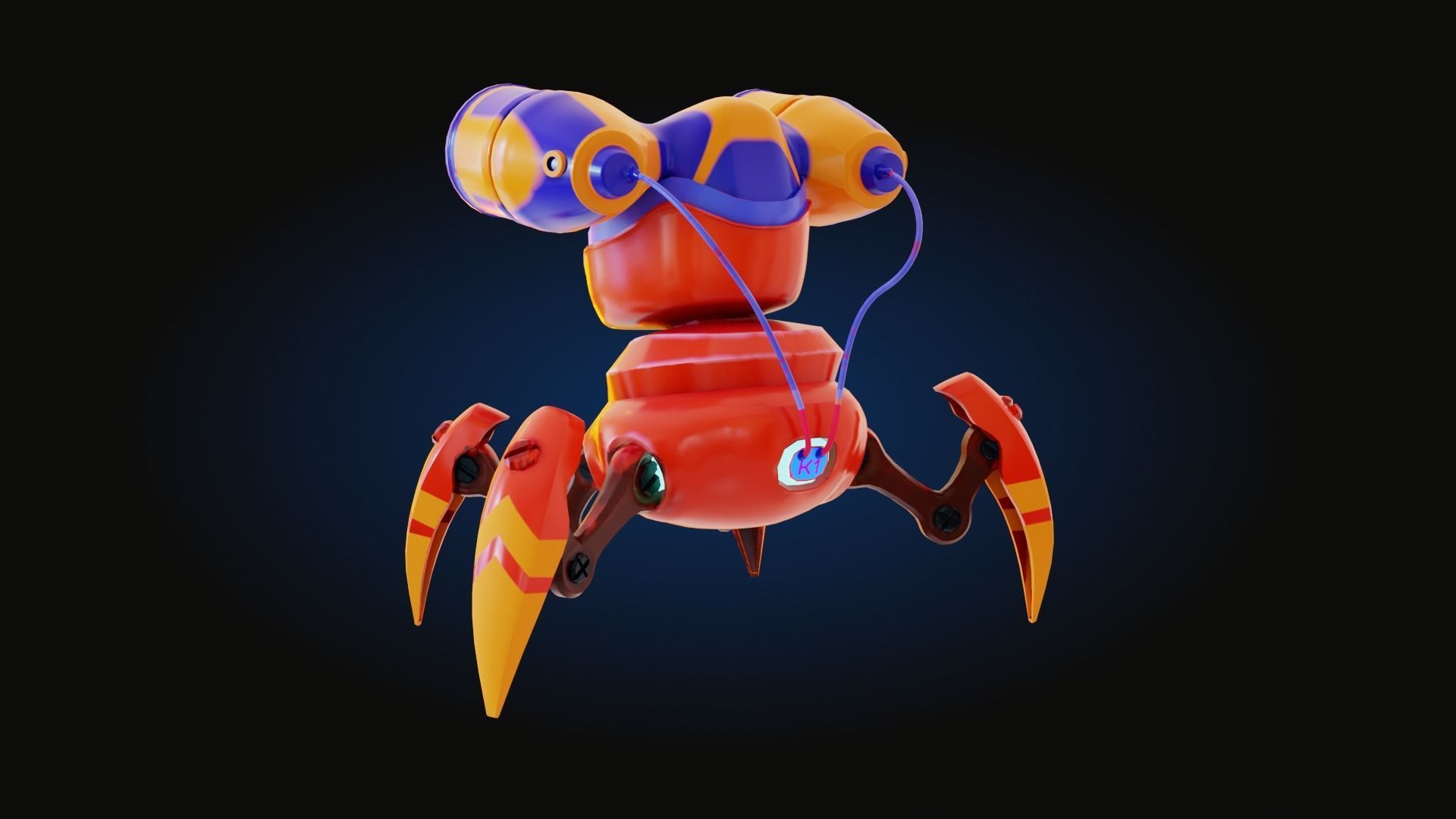 Spider Cartoon Robot Low-poly 3D model_4