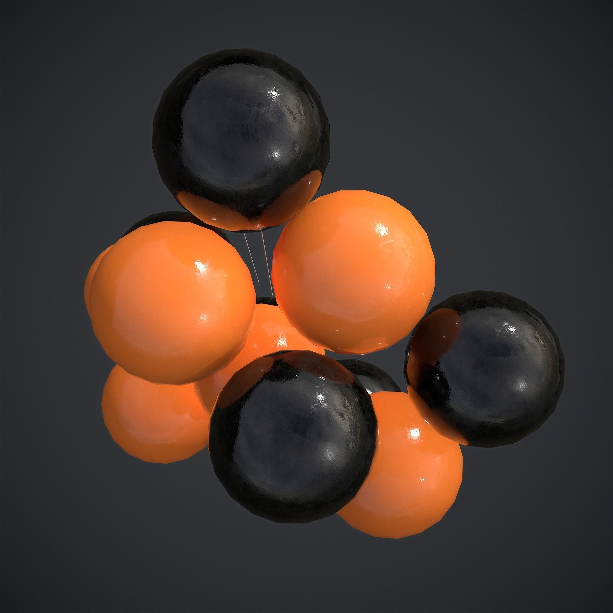 Orange and Black Balloons Low-poly 3D model_16