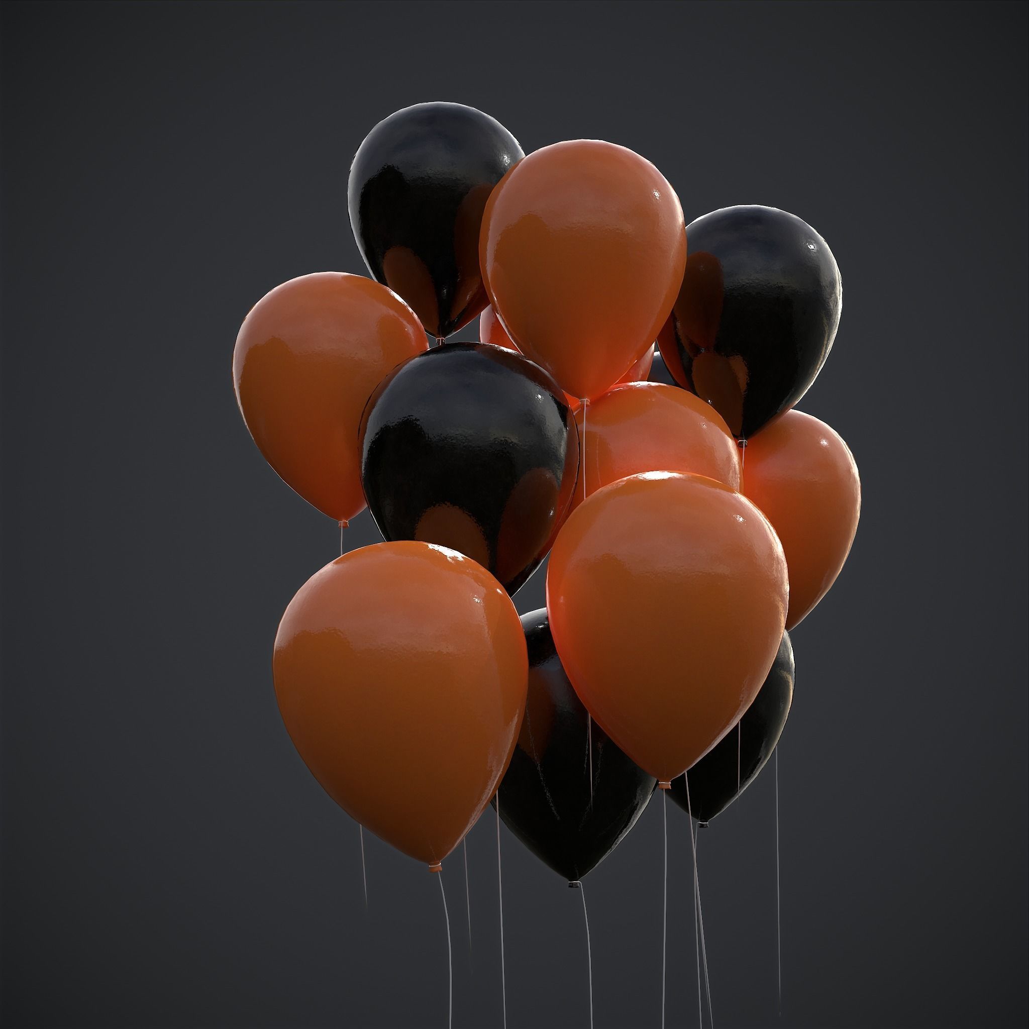 Orange and Black Balloons Low-poly 3D model_21