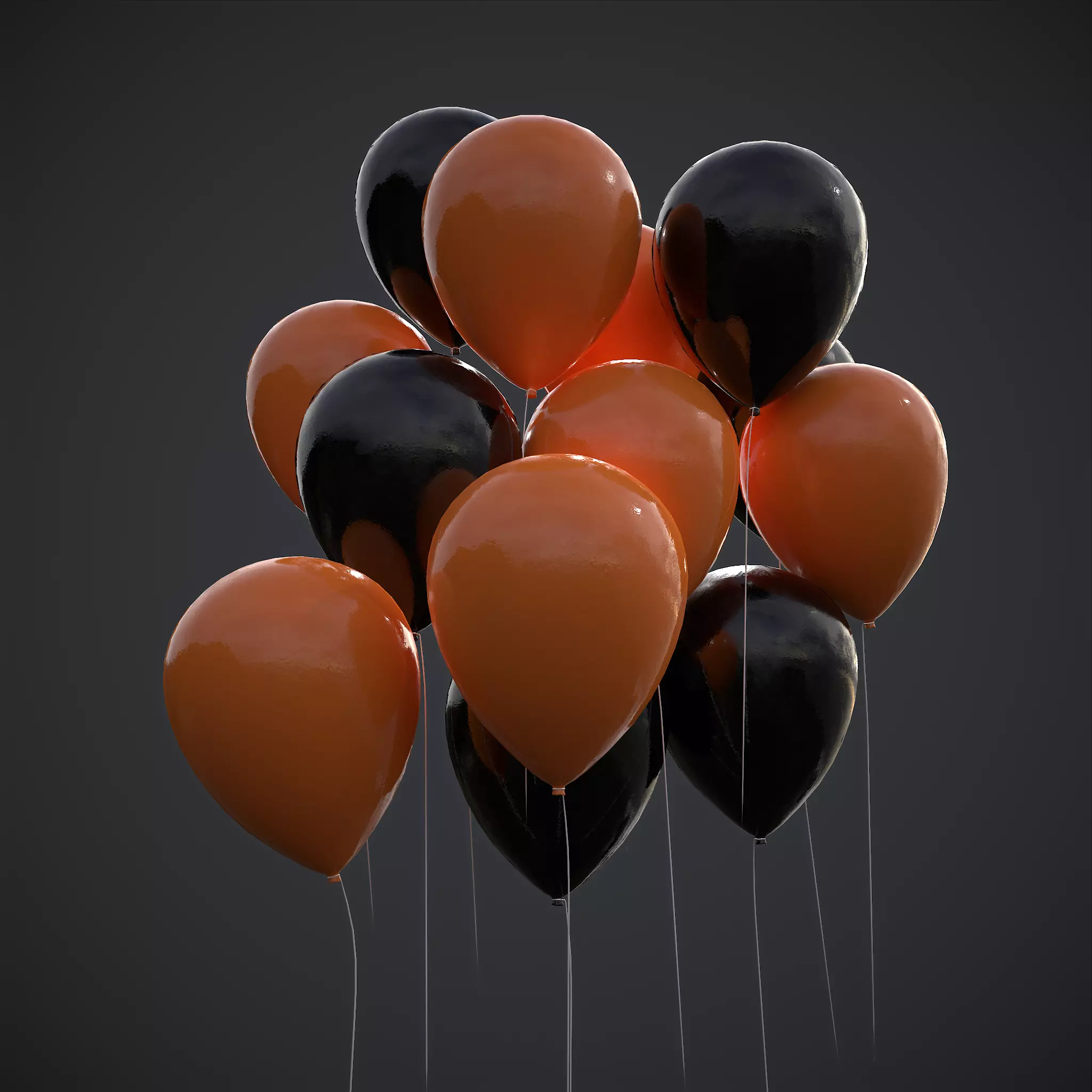 Orange and Black Balloons Low-poly 3D model_0