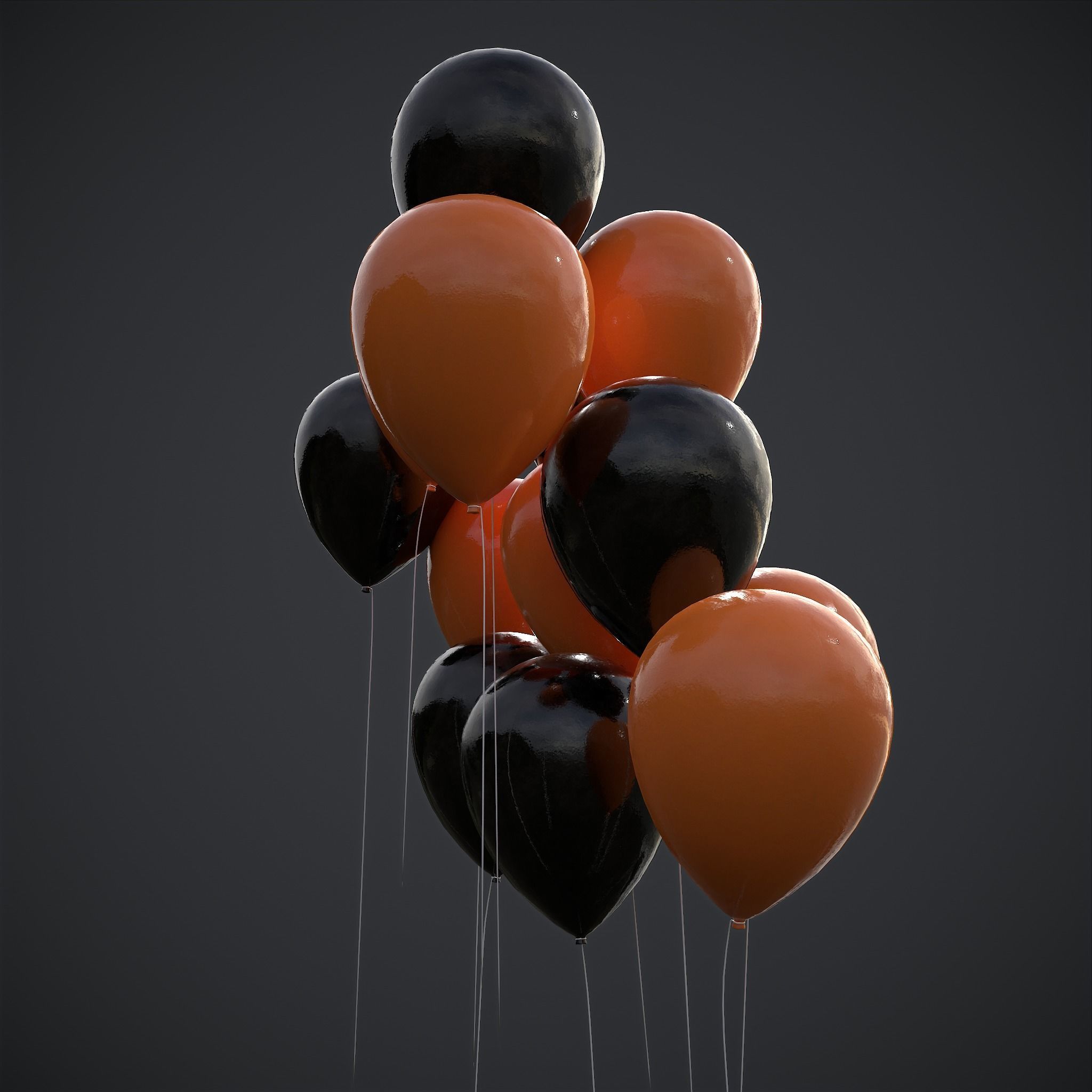 Orange and Black Balloons Low-poly 3D model_19