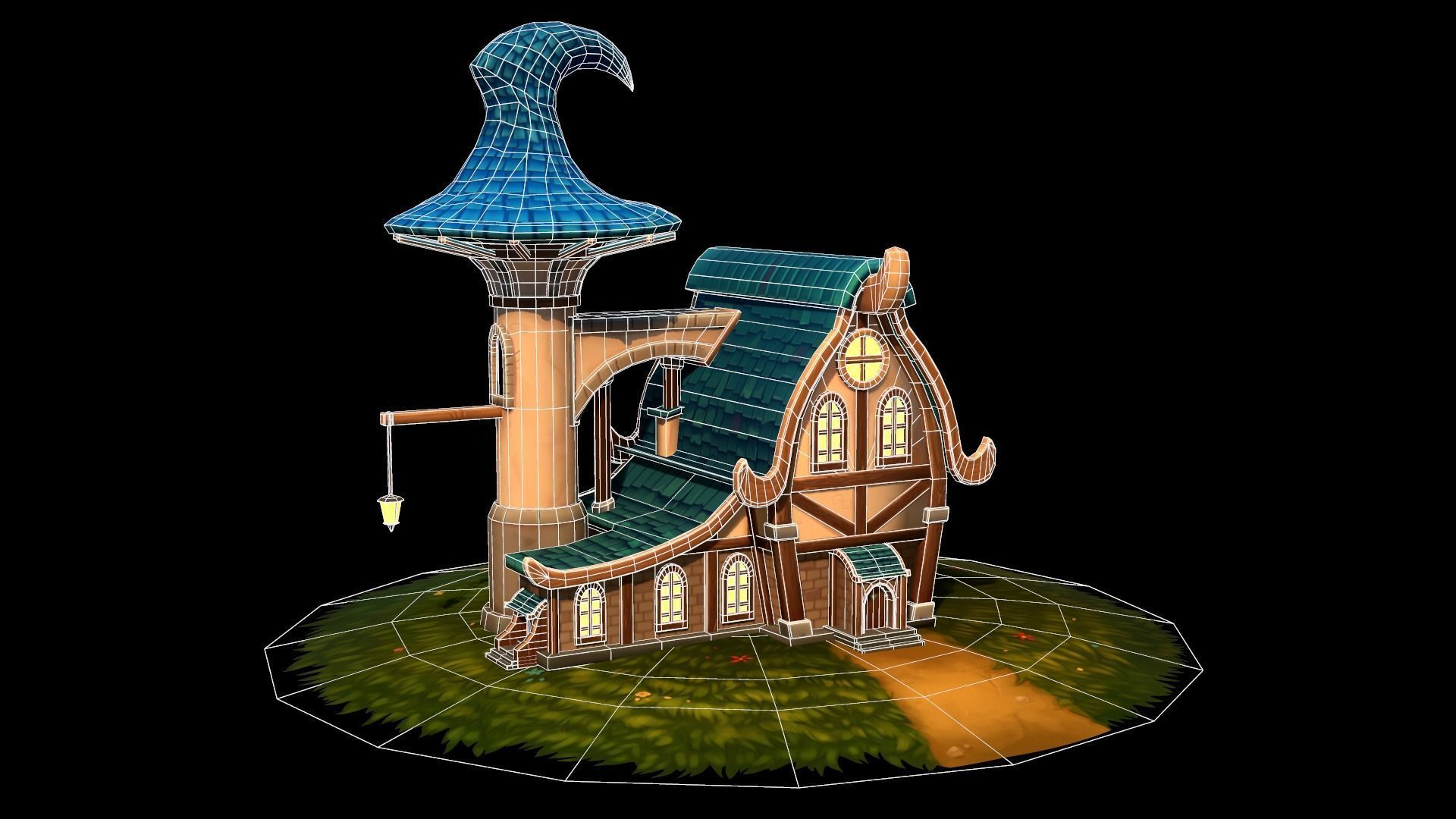 Fantasy house Low-poly 3D model_4