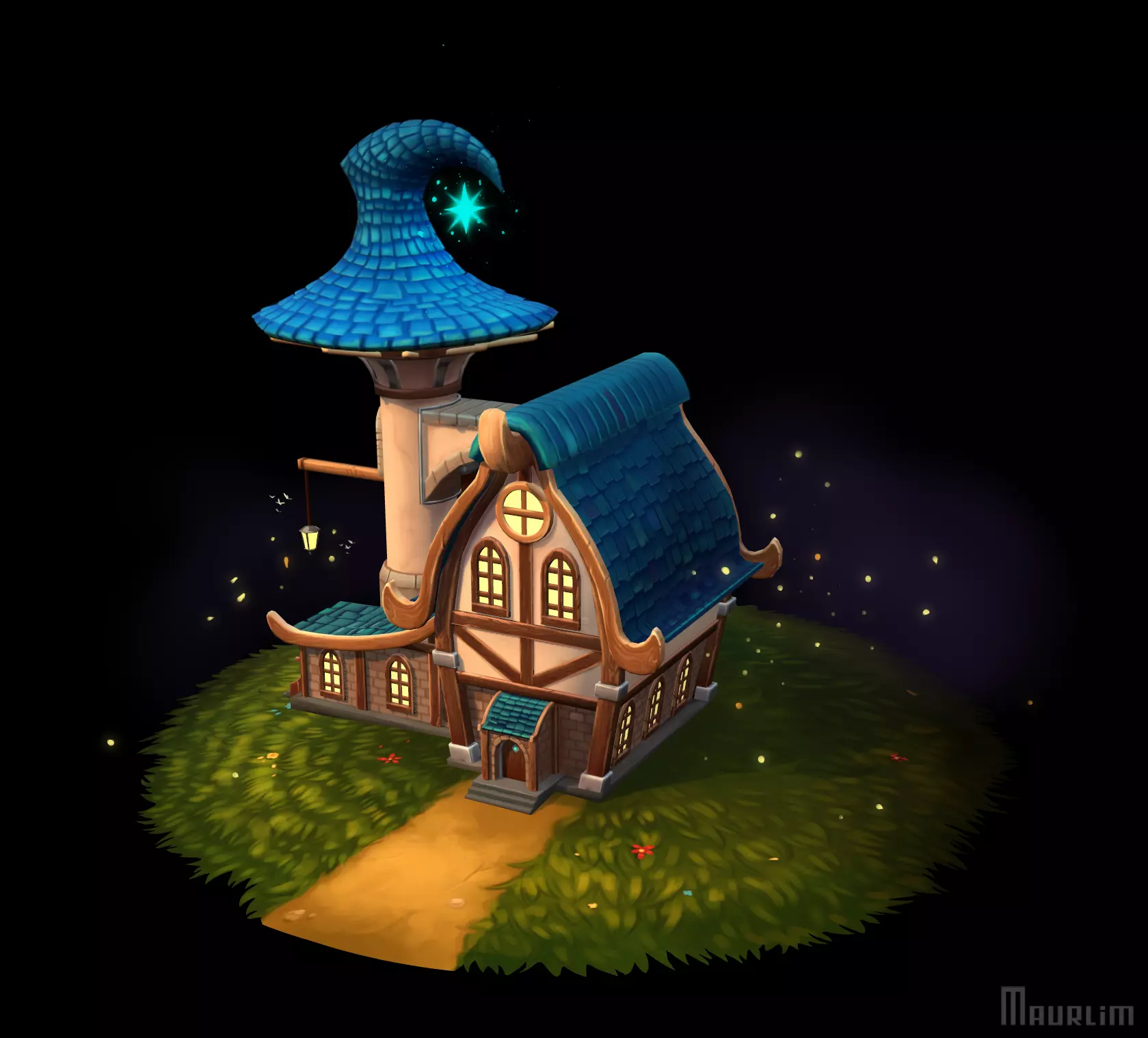 Fantasy house Low-poly 3D model_0