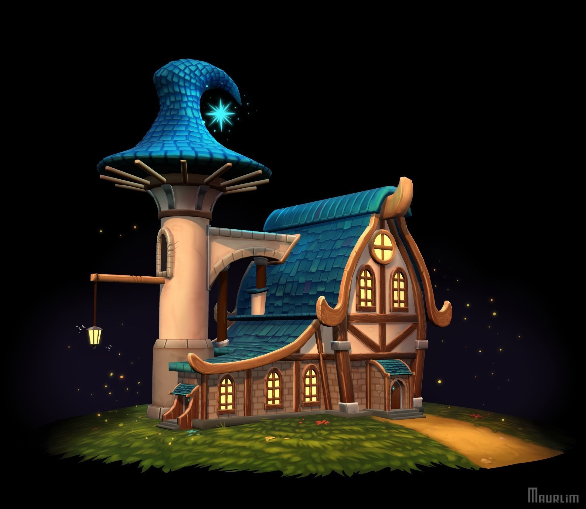 Fantasy house Low-poly 3D model_2