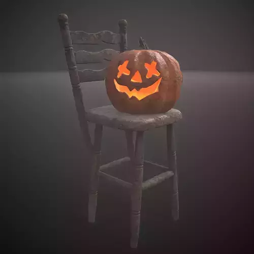 Jack-o-lantern on a Chair Low-poly 3D model
