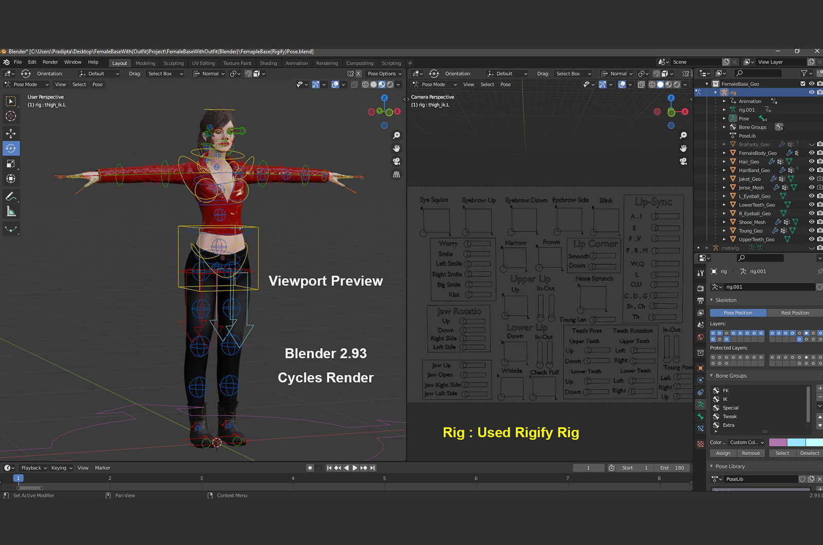 Female Base With Outfit Low-poly 3D model_27