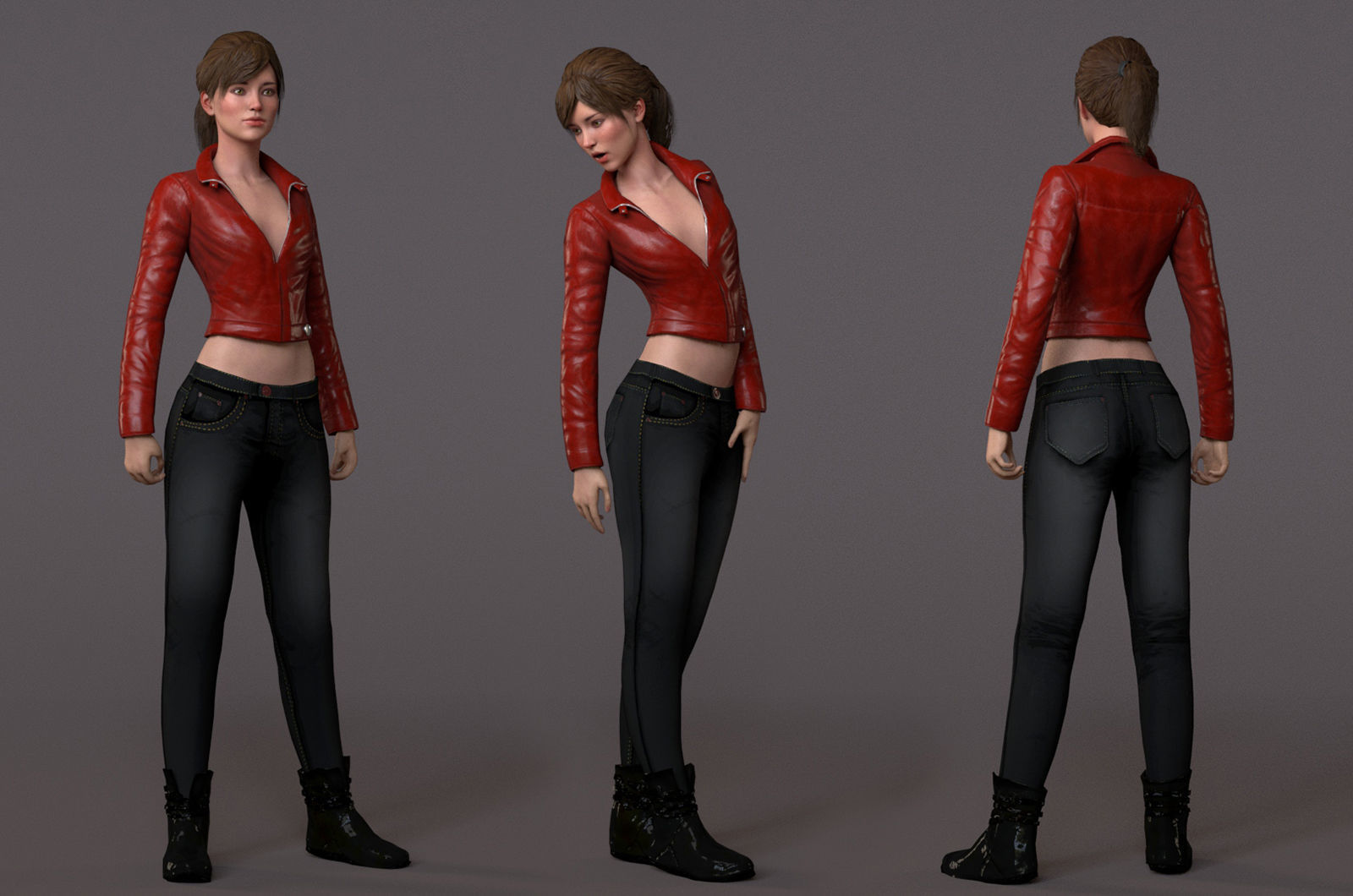 Female Base With Outfit Low-poly 3D model_4