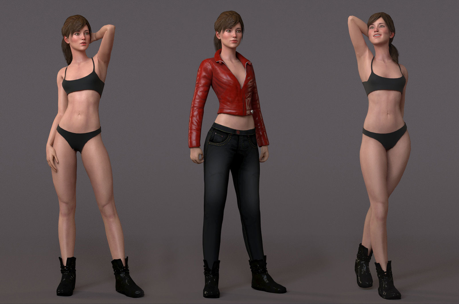Female Base With Outfit Low-poly 3D model_3