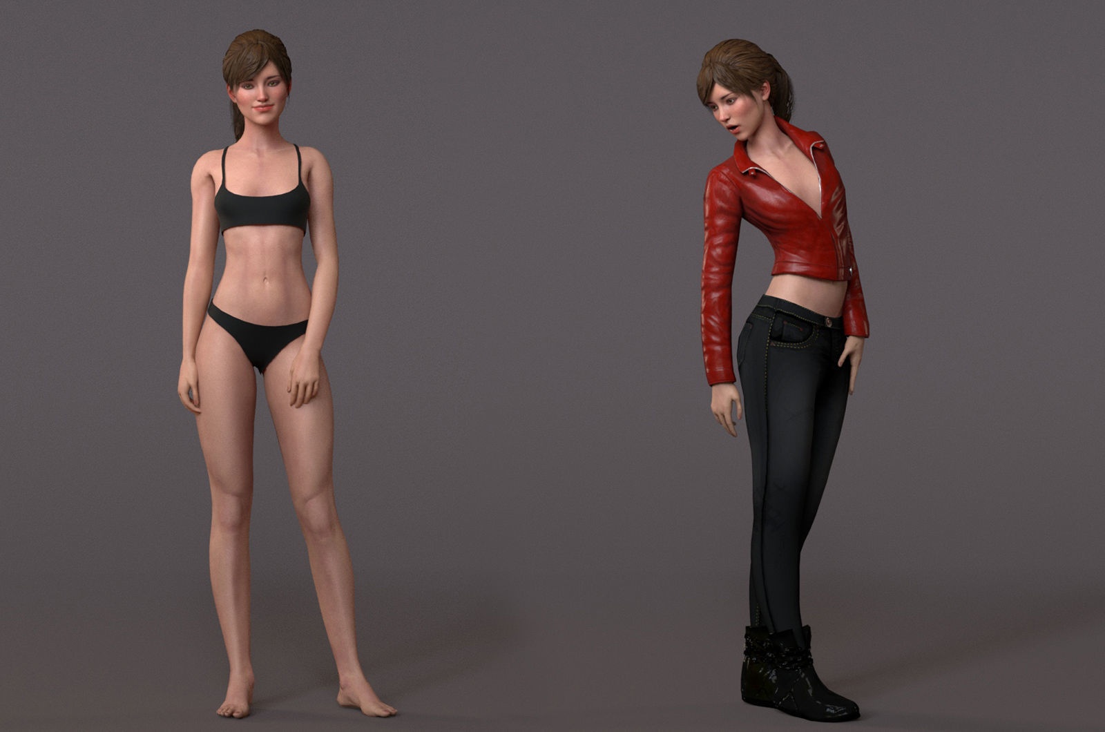 Female Base With Outfit Low-poly 3D model_7