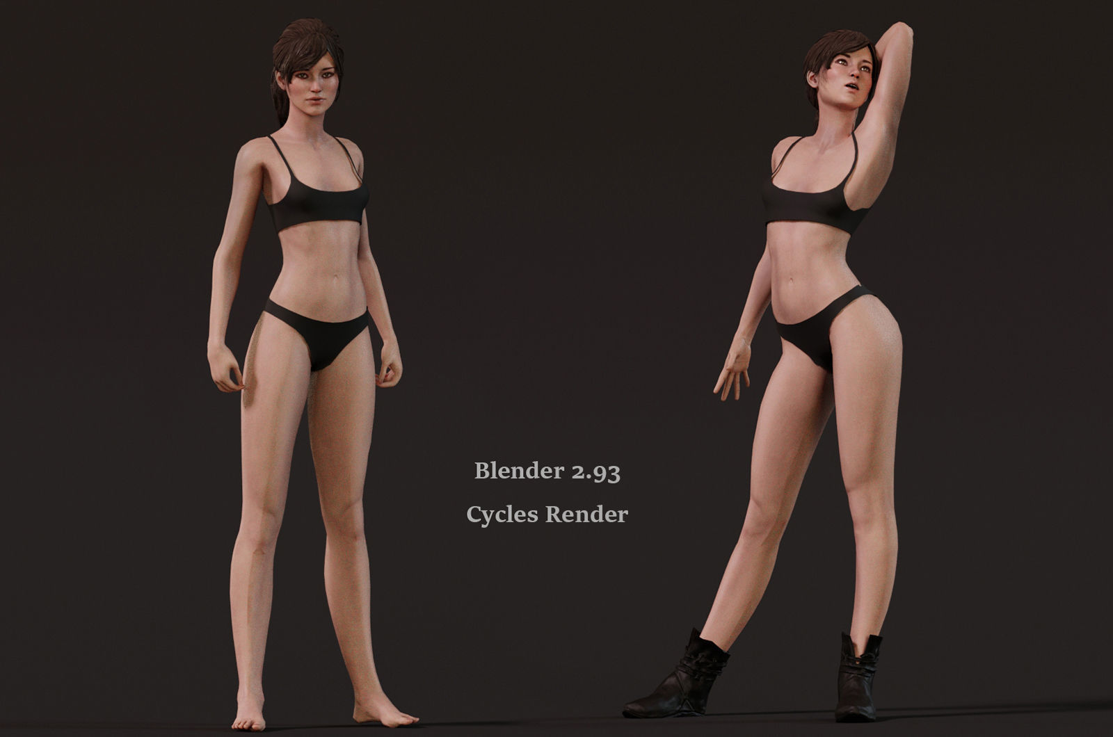 Female Base With Outfit Low-poly 3D model_10