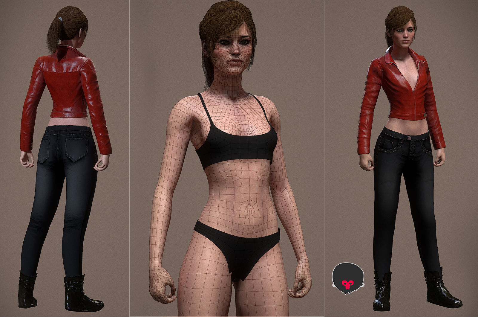 Female Base With Outfit Low-poly 3D model_14