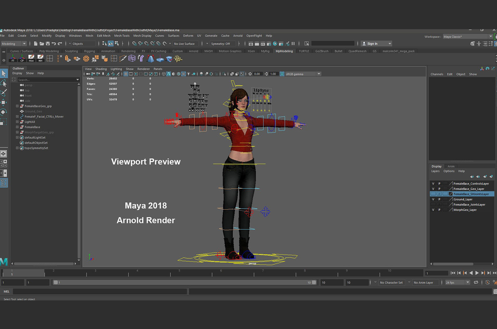 Female Base With Outfit Low-poly 3D model_25