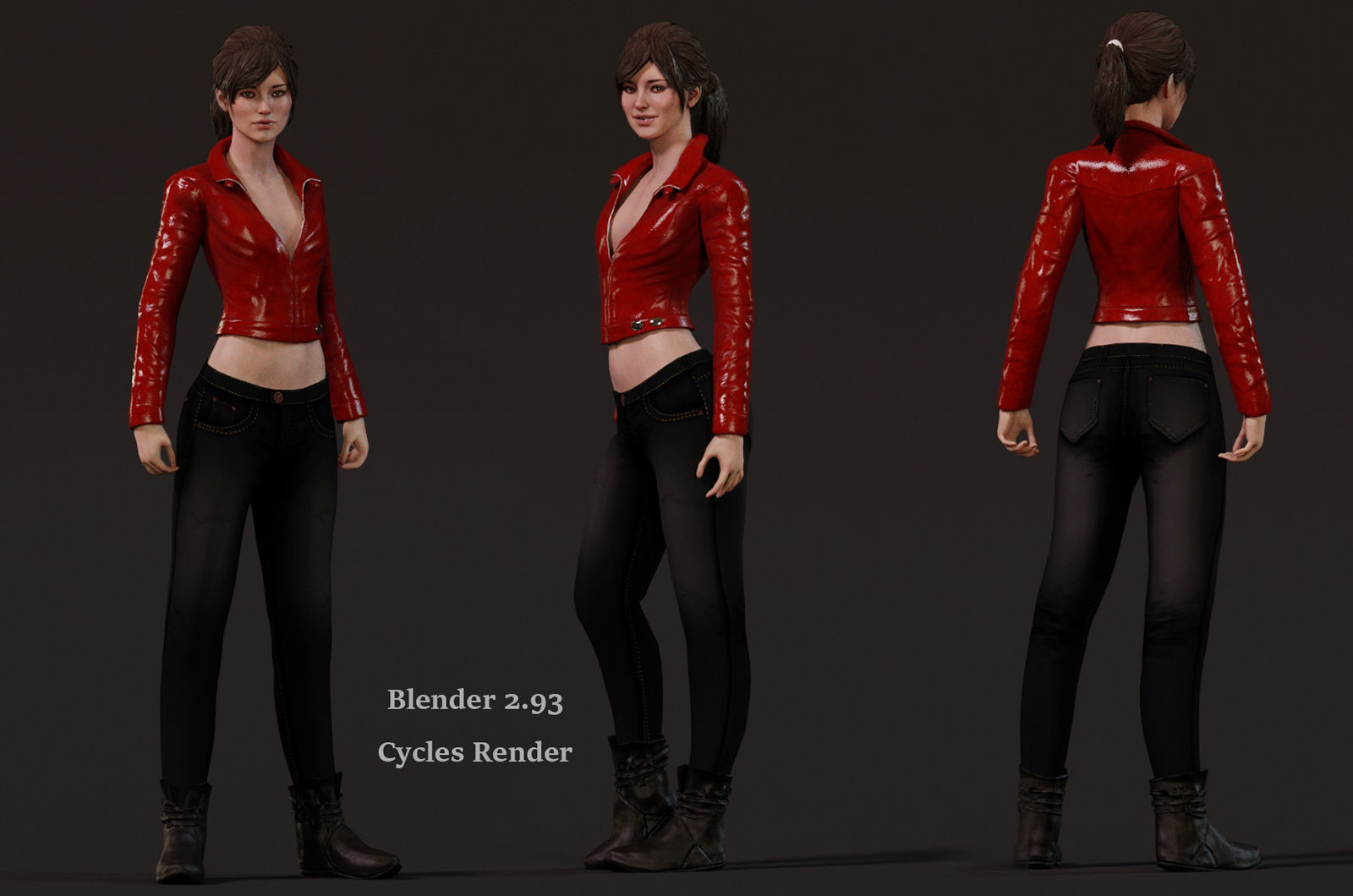 Female Base With Outfit Low-poly 3D model_8