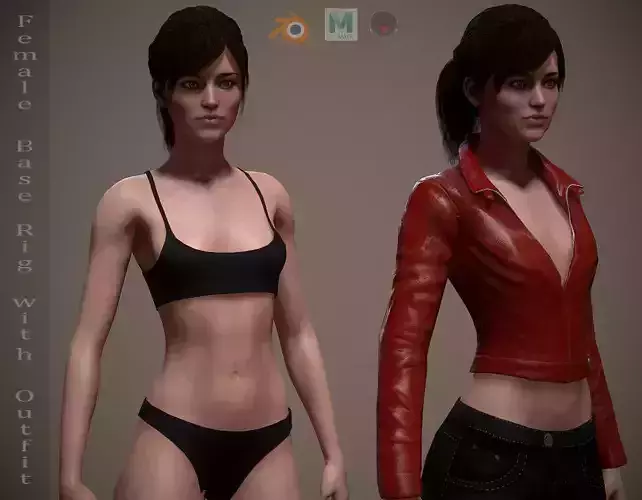 Female Base With Outfit Low-poly 3D model