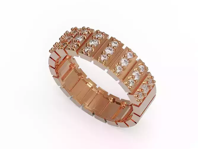 Groove ring with diamond 3D print model