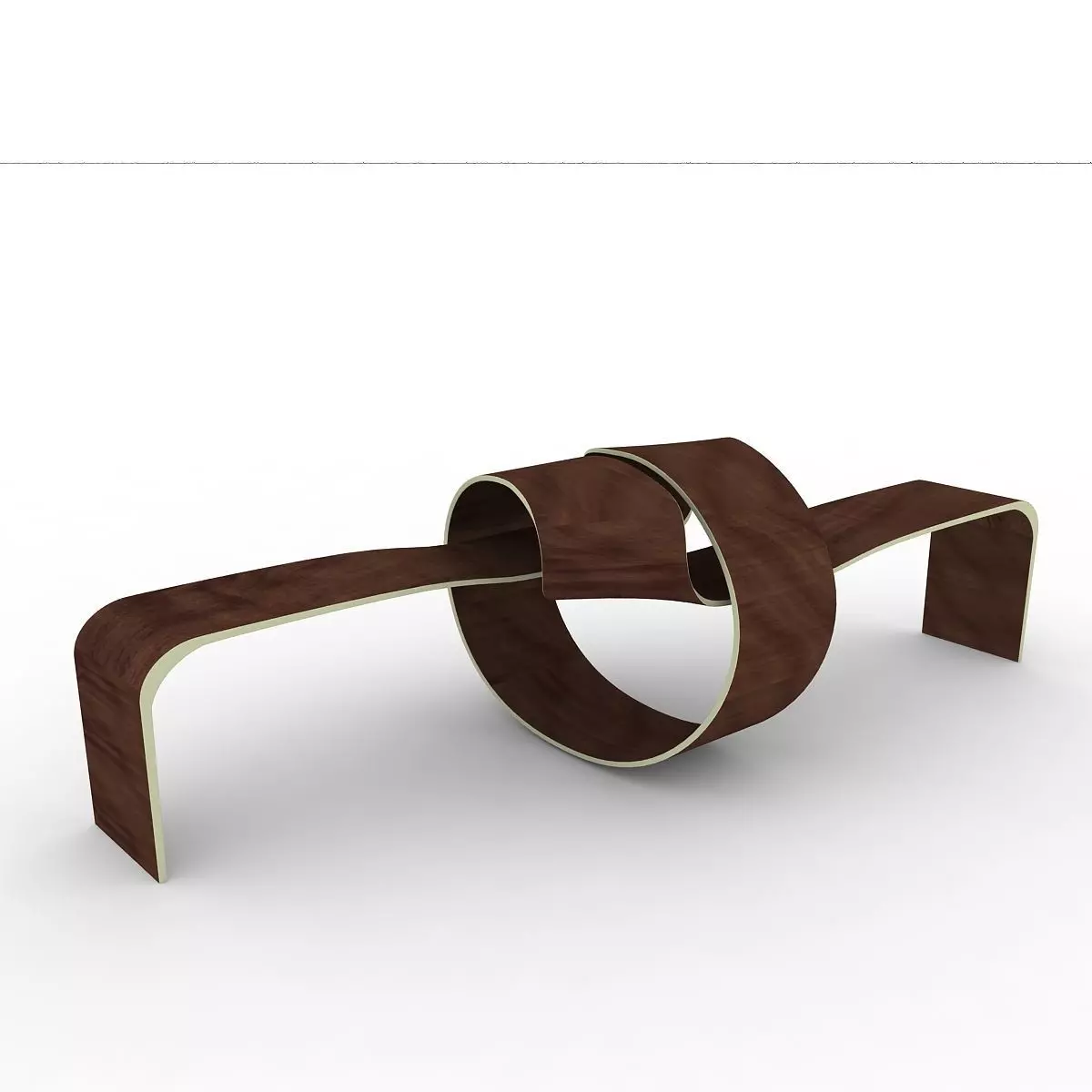 Bench made of wood and metal 3D model_0