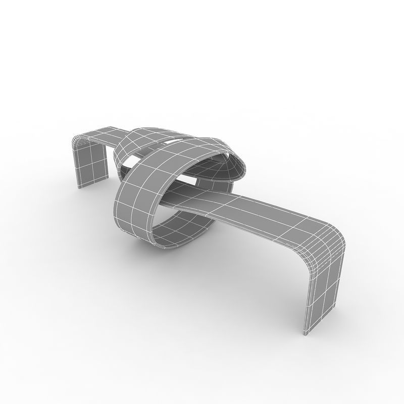 Bench made of wood and metal 3D model_6