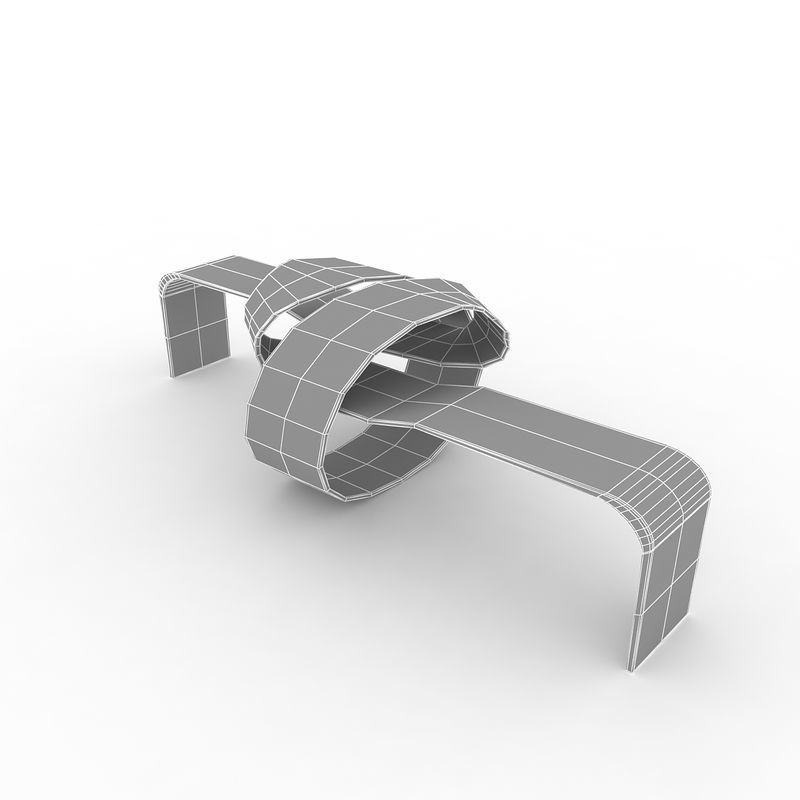 Bench made of wood and metal 3D model_7