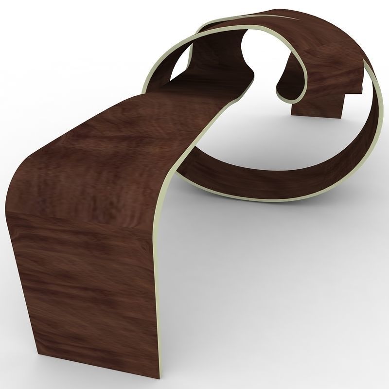 Bench made of wood and metal 3D model_3