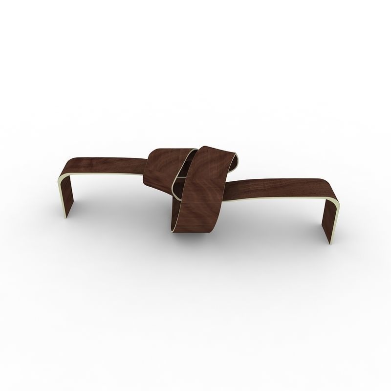 Bench made of wood and metal 3D model_4