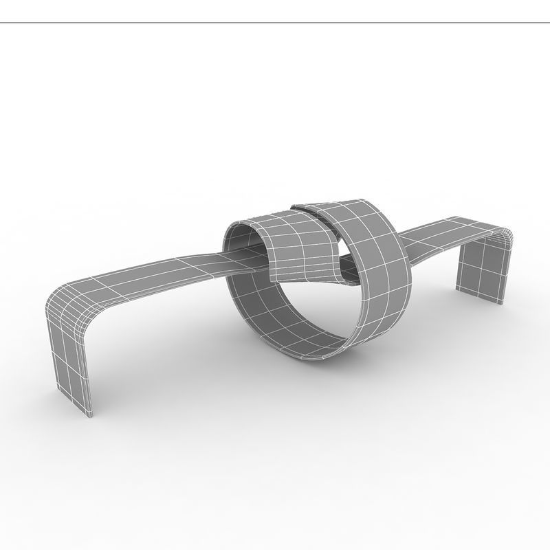 Bench made of wood and metal 3D model_5