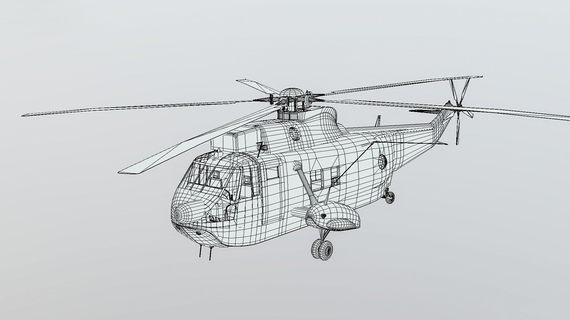 Westland SeaKing MK42C Indian Navy Low-poly 3D model_7