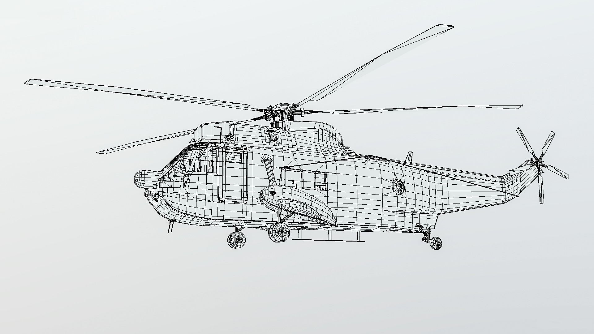 Westland SeaKing MK42C Indian Navy Low-poly 3D model_8