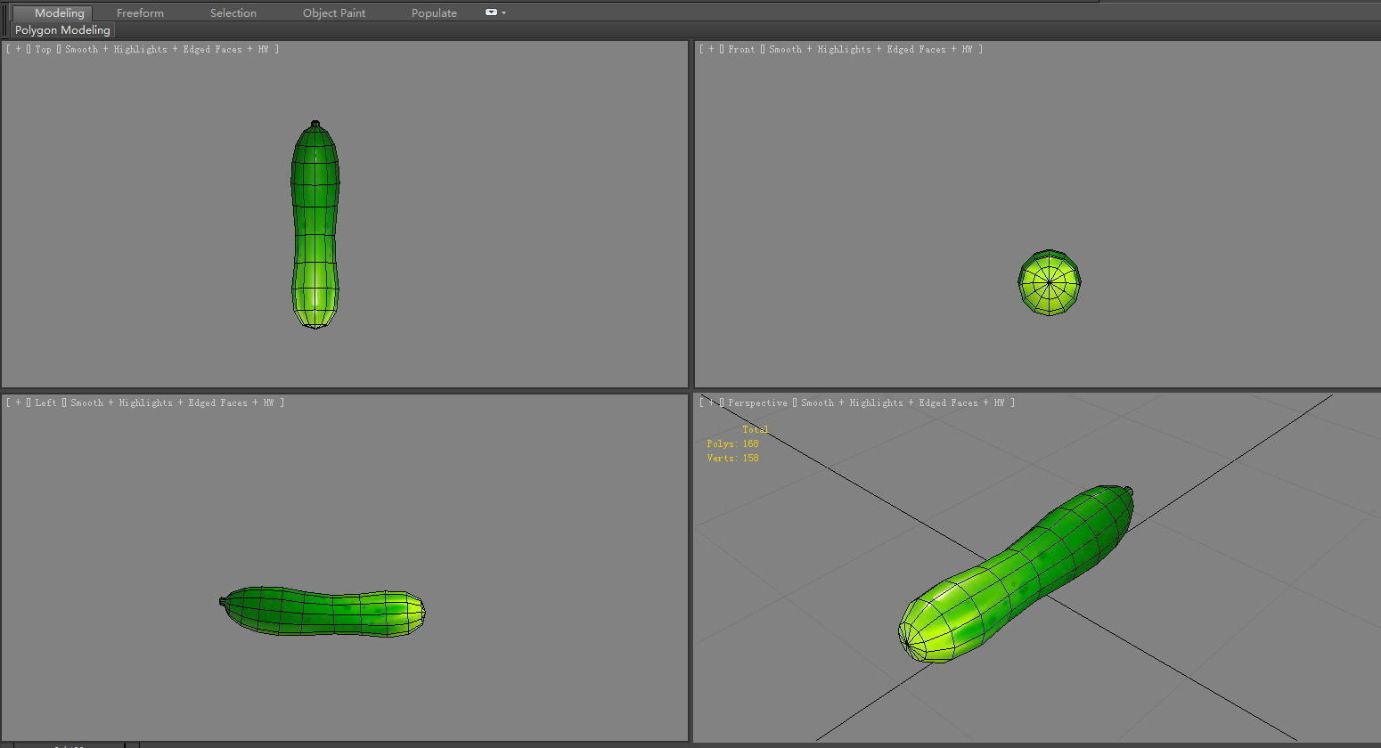 Cartoon cucumber Low-poly 3D model_4